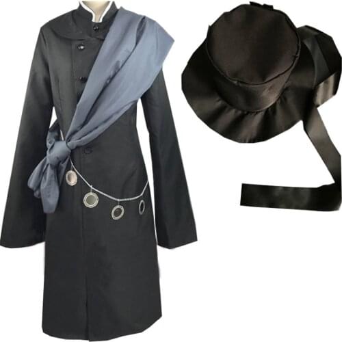 2018 Black Butler Kuroshitsuji Undertaker Cosplay Halloween Party Costume Custom Made Full Set With Hat And Chain