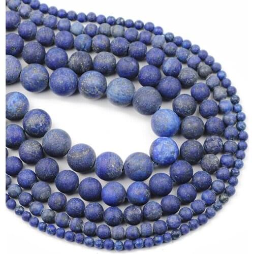 Round Natural Matte Lapis Lazuli Stone Blue Color Loose Spacer Beads For Jewelry Making DIY 4 6 8 10 12MM Bracelet Accessories