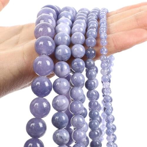 Natural Stone Purple Plating Angelite Stone Beads Round Loose Spacer Bead For Jewelry Making DIY Bracelet Necklace 4/6/8/10/12MM