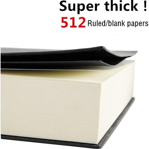 Soft Faux Leather Super Thick 512 Pages Blank/Ruled Notebook A5 Daily Notebook Life Records Best for 3-4 Years Writing