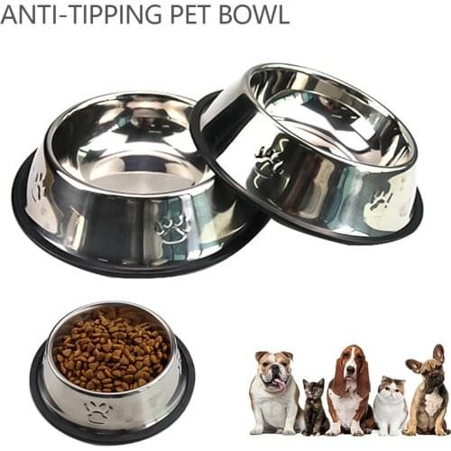 Oversized Stainless Steel Dog Feeder Cat Bowl Pet Feeding Bowl Container 6 Styles for Small/Medium/Large Animal with Rubber Base