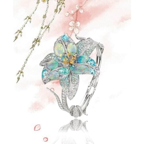 2019 Fashion Rings Women Jewelry Flower Rhinestone sweet Color Opal Stone Wedding Party Ring 1 PC