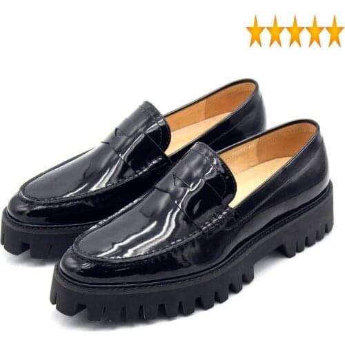 New Moccasins For Men 2021 Thick Platform Mens Shoes Genuine Leather Black Slip On Male Footwear Luxury Man Shoe Plus Size US12