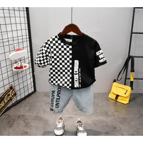 Boys Clothes set Infantis Kids Outfits Summer Tracksuit Baby Boy t-shirts and denim shorts Set kids clothes set 2-7years