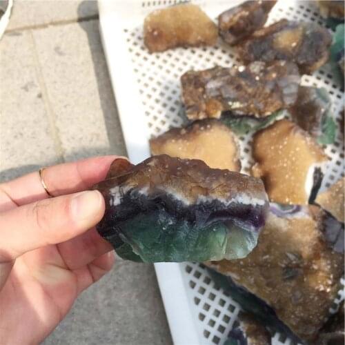 Wholesale Natural Yellow Green Fluorite Crystal Stone Rough Gemstone Cluster