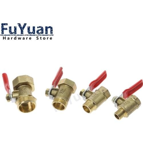 Pneumatic 1/8" 1/4'' 3/8'' 1/2' BSP Female/Male Thread Mini Ball Valve Brass Connector Joint Copper Pipe Fitting Coupler Adapter