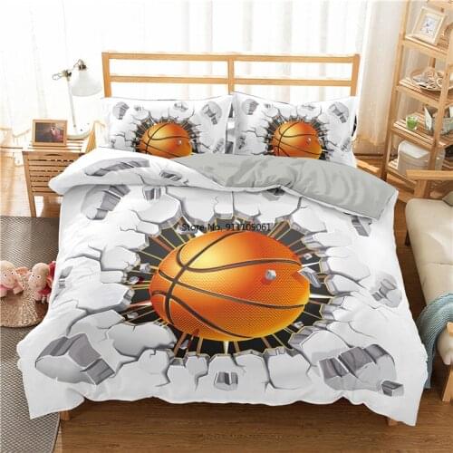 Duvet Cover Set Pillowcase 3d Basketball/Football/Tennis Pattern for Boys/Kids Gift 2/3pcs Single Twin Full Bedding Set