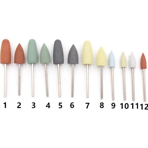 10pcs Silicone Rubber Dental Polishing Polisher Grinders Nail Drill Bits for Electric Manicure and Oral Intial Polishing Burs