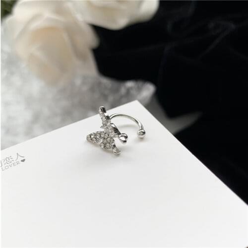 Fully Rhinestone Butterfly Ear Clip Cuff Shiny Fairy Clip Earring Single