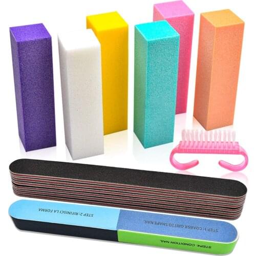 Professional Nail File and Buffer Nails Files Sanding Block for Acrylic Nail Sponge Manicure Art Accessories Tools Kit Set Home