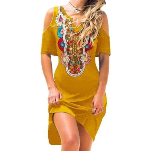 Plus Size Dresses For Women 2021 Summer Vintage Tribal Large Hem Dress Bohemian Women Printed V Neck Loose Skirt for Dating
