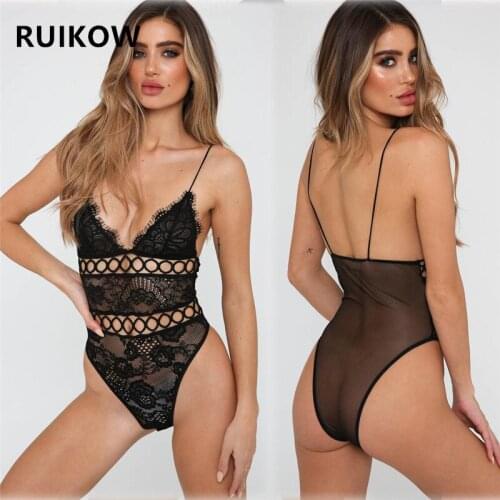 Sexy Lingerie Solid Womens Underwear Mesh Lace Flower Embroidery Bralette Bra Hollow Out Sling One-Piece Nightgrown for Girls