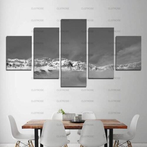 Grey Snow Mountain Wall Decoration Poster 5Pcs Home Bedroom Living Room Art Irregular Decorative Canvas Painting Hd Print