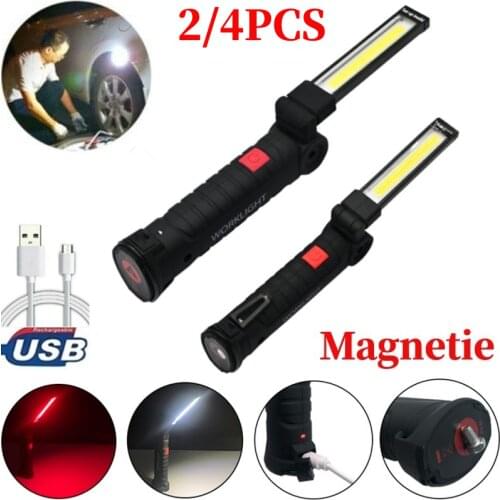 USB Rechargeable COB LED Work Light with Magnet and Hook Waterproof Warning Lantern 5 Lighting Modes Suitable for Night Work