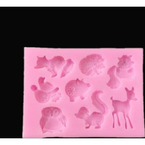 DIY Silicone Cake Making Molds Chocolate Candy Fondant Baking Deer Mould Squirrel Animal Shape Owl Small Y4R3