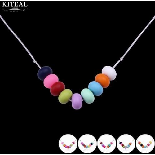 5 color KITEAL BPA Silicone Teething rainbow Necklaces Food Silicone Teether Necklace Pendants Nursing necklace