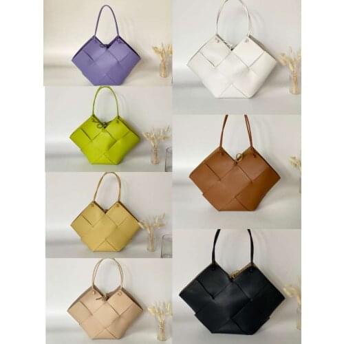 New Trendy Brand Design Leather Woven Soft Leather Large Capacity Shipping Purse Lady Handbag Women Shoulder Bag