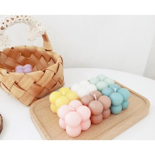 Soy Wax Candle Cute Little Cube Geometry Candle Wax Smokeless Oil Aromatherapy Candle for Wedding Home Decor Solid Fragrance