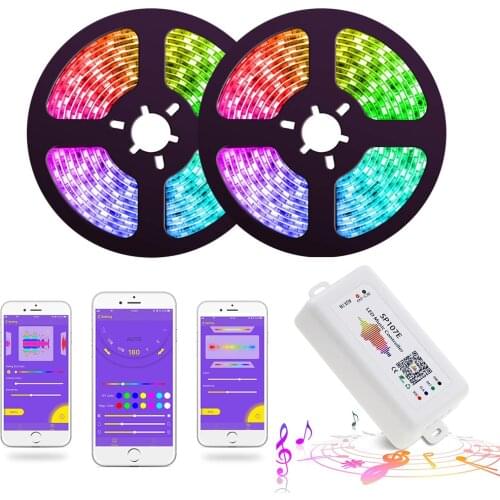 LED Strip Lights LED Lights Sync to Music WS2811 Smart LED Strip SMD 5050 Flexible RGB tape Bluetooth Music Controller+12V Power