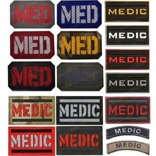 Reflective MED Medic EMS EMT Patch IR Multicam Infrared Tactical 3D PVC Embroidery Patches Hook-Fastener Backing for Paramedic