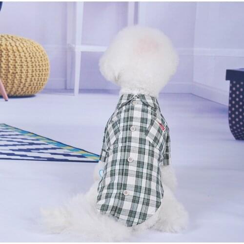Thin Pet Shirt Dog Clothing Gentleman Plaid Spring Summer Two Legs Cotton Cat Clothing For Small Dogs Poodle Yorkshire Pet Coats