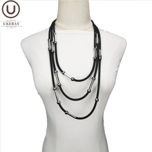 UKEBAY New Choker Necklaces Handmade Rubber Necklace Women Jewelry Bohemia Statement Pendant Necklaces Travel Party Accessories