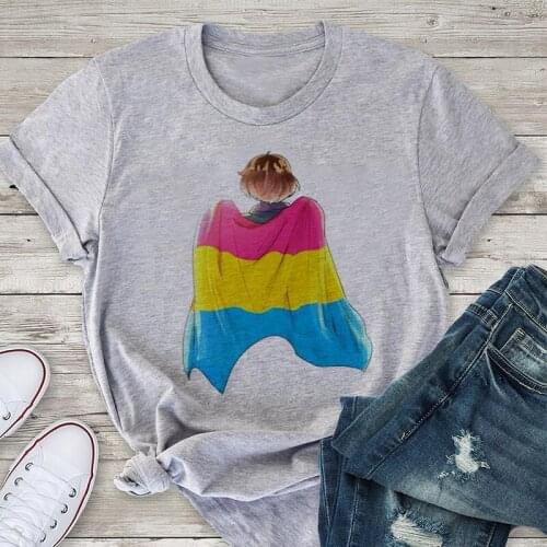 Respect LGBT Rainbow Race Printing Harajuku Summer Tops For Women Oversized T Shirts 2021 O-Neck Short Sleeve Sweet Girls Tees