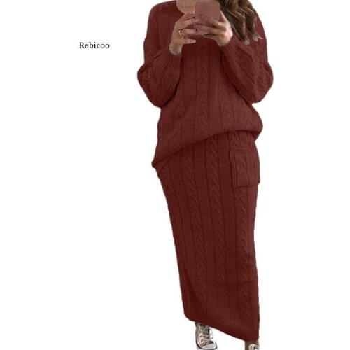 Twist Needle Sweater Set Women Lounge Wear Knitted Skirt and Top Set Blue/yellow Woman Tshirts Two Piece Outfits Matching Sets