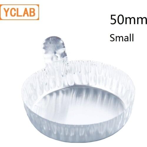 YCLAB 10PCS 50mm Weighing Tray Dish Disk Small Aluminum Foil with Handle Laboratory Chemistry Equipment