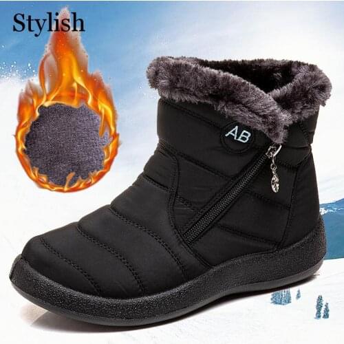 Ankle Boots Winter Snow Boot Female Flats Shoes Solid Fashion Warm Zippers Plus Size Casual Short Plush Woman Boots