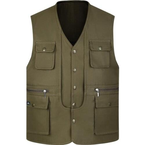 Plus Size S-3XL Men Vest Spring Jacket Cotton men Multi Pockets Photography Vest Jacket