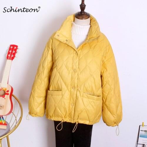 Schinteon Women Down Jacket Korean Style Casual Autum Winter Outwear Warm Waterproof Fashion Coat Stand Collar New