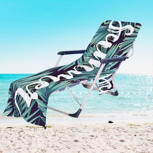 Portable Beach Chair Towel Leaves Pattern Beach Bed Chairs Cover With Pocket For Summer Outdoor Garden Pool Sun Lounger Covers