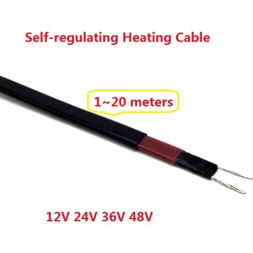 1~20 Meters 12V 24V 36V 48V DC Self-regulating Heating Cable Low Voltage Heat Trace Cable for Freeze Protection