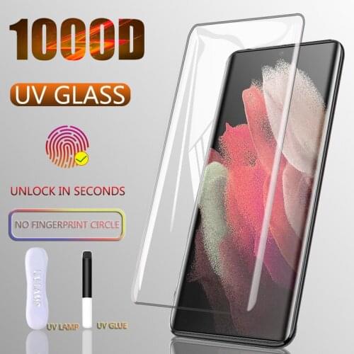 1000D Screen Protector For Samsung Galaxy S21 S20 S10 S9 S8 Plus Full Cover UV Tempered Glass For Samsung Note 20 Ultra 10 9 8