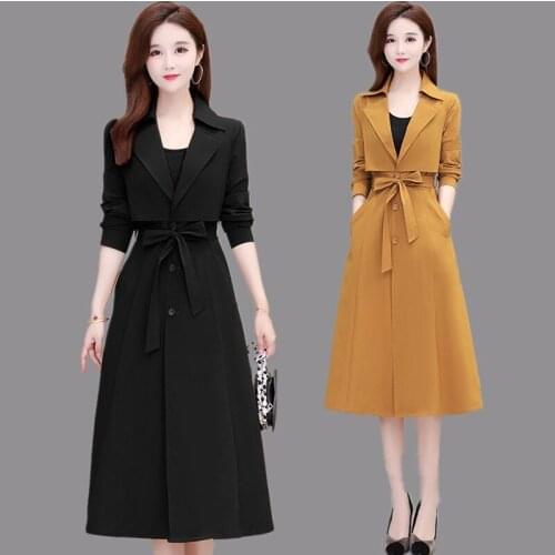 2020 New Fashion Women Trench Coat Mid-length Slim Lady Outerwear Spring Autumn All-match Casual Elegant Womans Trench Coat A163
