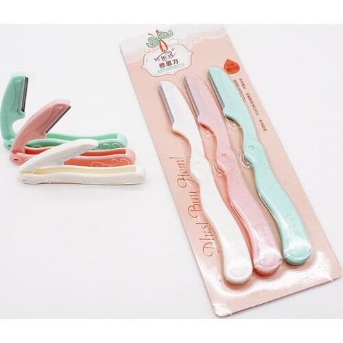 3 Pcs/Set Eyebrow Knife Portable Trimmer Women Makeup Facial Tool Eyebrow Lip Razor Trimmer Blade Shaver Knife Beauty Tool