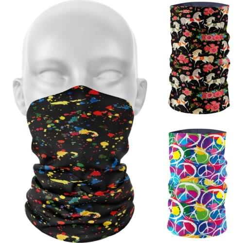 3D Printed Summer Women Ring Scarf Fashion Funny Colorful Hijab Scarf Floral Headdress Men Cycling Face Head Wrap Cover Bandana