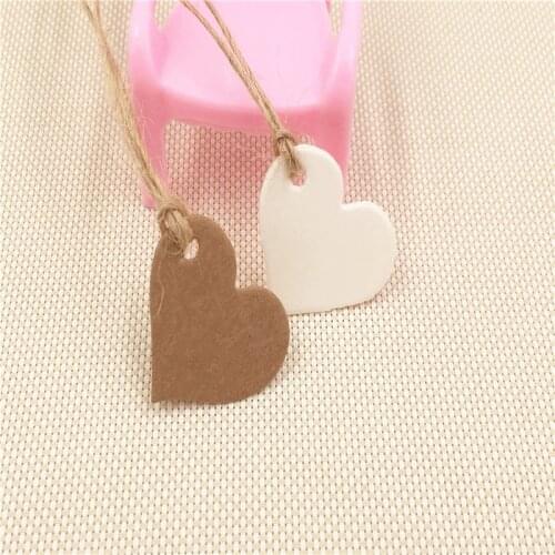 50Pcs +50 Pcs Strings DIY Kraft Paper Heart Shaped Blank Gift Paper Tag Wedding Birthday Party Paper Cards Price Tag 2.5x2.8cm