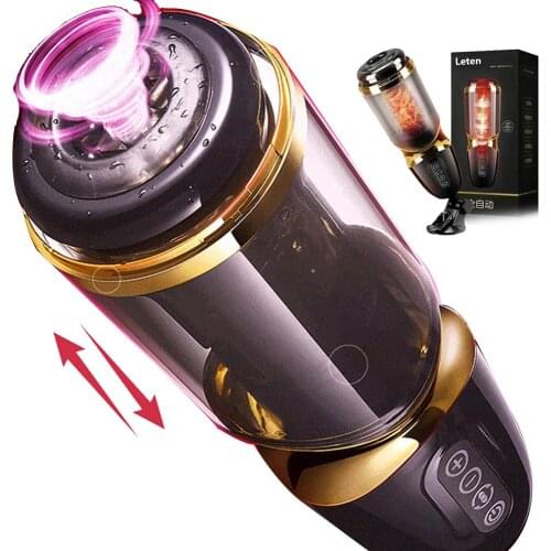 Automatic Telescopic Rotation Male Masturbator Intelligent Voice Heating Real Vagina Massage Vibrator Blowjob Machine Handsfree
