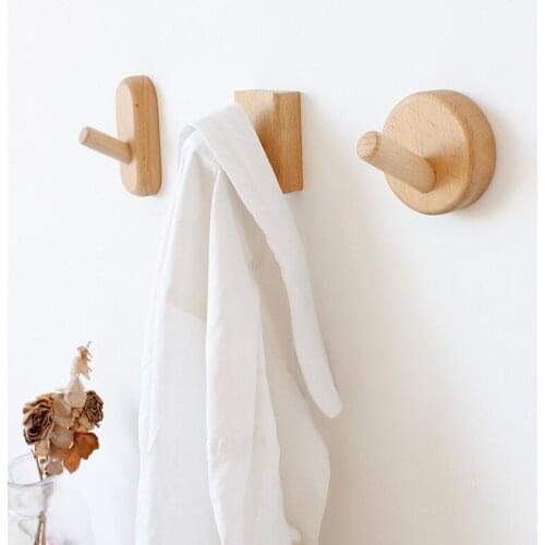 Wooden Coat Hook Natural Wood Clothes Hanger Clothes Bag Hat Headphone Hanger Key Holder Home Decoration Hallway Wall Hook