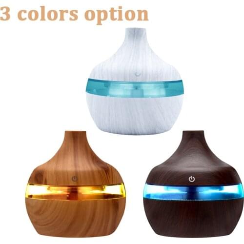 Electric Humidifier Essential Aroma Oil Diffuser Ultrasonic Wood Grain Air Humidifier USB Mini Mist Maker LED Light