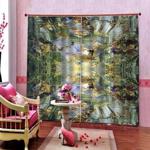 Europe style angel Oil Painting Large Window Decor Curtain For living room Bedroom Blackout Drapes Sets Customizable any size