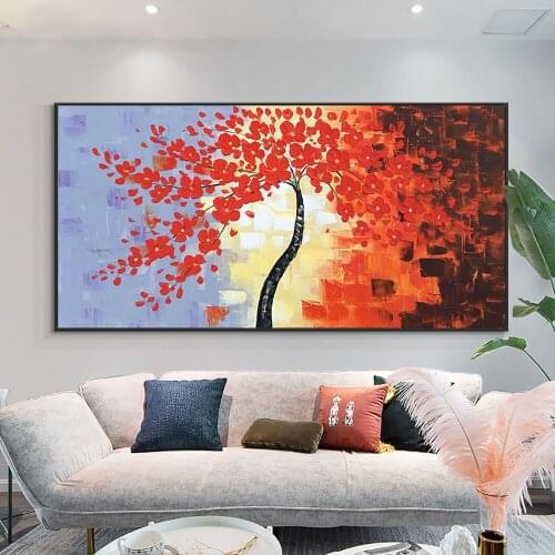 Handmade Oil Painting On Canvas Wall Art 3D Flower Abstract Picture Lucky Tree Modern Hand Painted Office Club Home Decor Mural