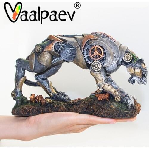 Mechanical Leopard Panther Resin Action Figure Animal Toys For Fishes Tank DIY Landscaping Aquarium Home Decoration Crafts Desk