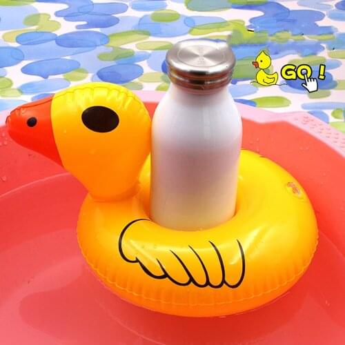 Cute Yellow Duck Inflatable Drink Cup Holder Flamingo Unicorn Balloons Summer Beer Holder Swimming Pool Beach Toy Wedding Decors