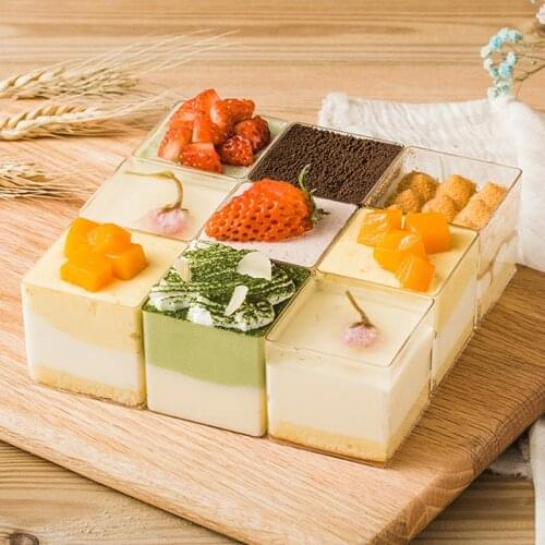 5/12PCS Mini Dessert Cups Clear Plastic Square Cups Cup for Ice Cream Cake Jelly Mousses Dessert Container 70/80ml