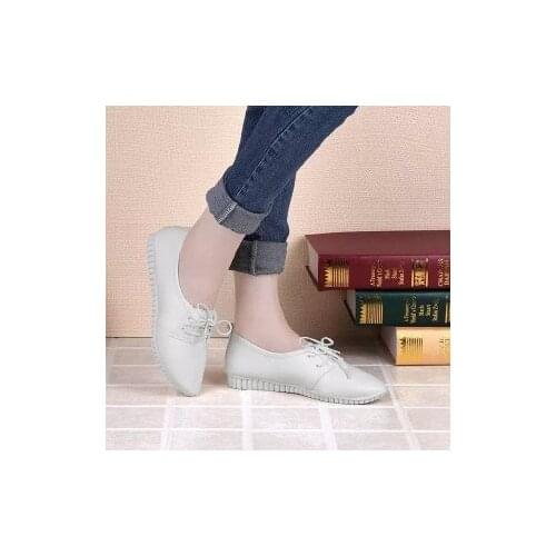 Fashion Woman Shoes New Fashion Women Shoes Casual Flats PU Leather Soft Solid Color Simple Women Casual White Shoes Sneakers