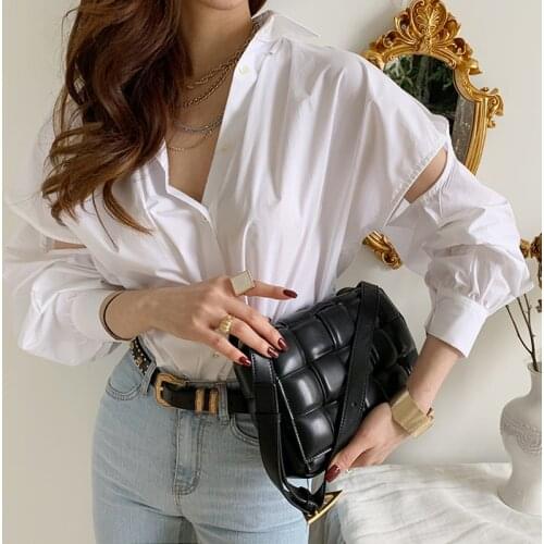Mozuleva Chic Turn-down Collar Spring Summer Blusas Women White Shirts Blouses Full Sleeve Hollow Out Female Puff-sleeve Shirts