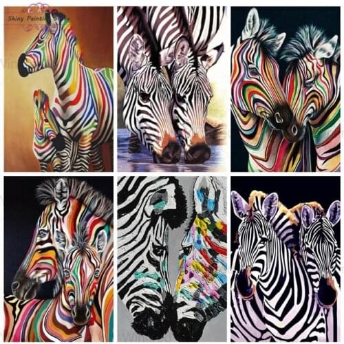 DIY Diamond Painting Mosaic Zebra Animal Colorful Cross Stitch Kit Full Square Round Drill Diamond Embroidery Decor Handicrafts